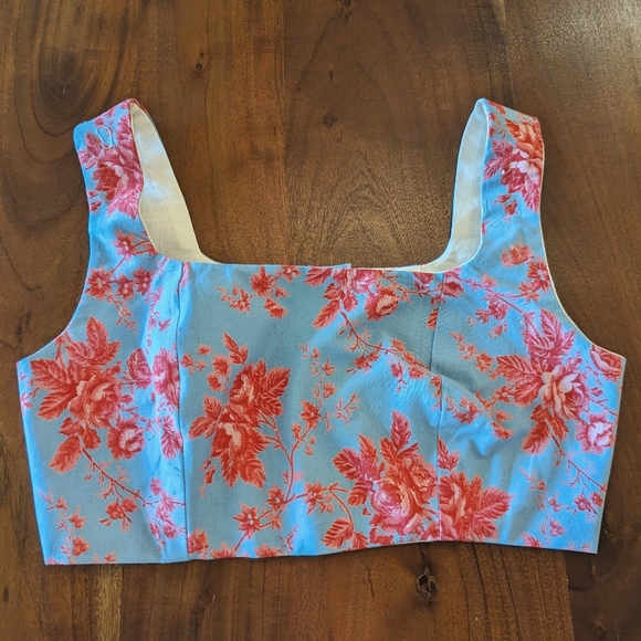 CROPPED TOP made from a vintage tablecloth S - Picture 4 of 10